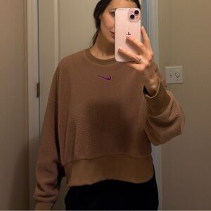 Nike Tan Sweatshirt with Purple Swoosh